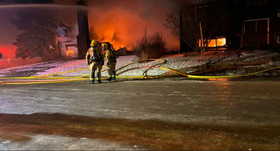 Image taken at scene of an early morning fire in Irricana that destroyed two homes on Jan. 25, 2025.