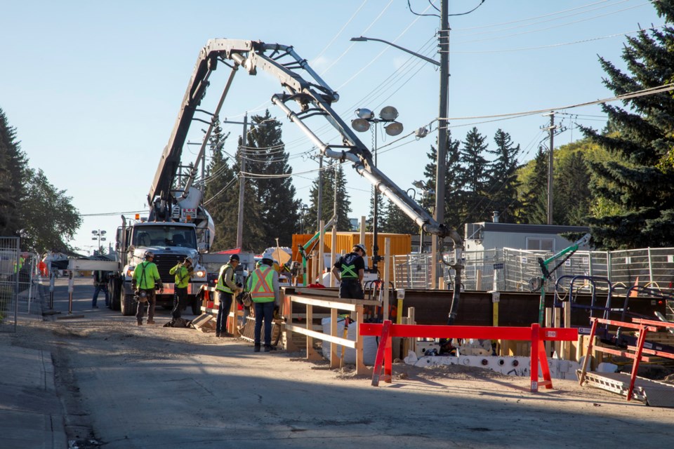 Concrete pouring taking place at a location at site one on 33 Ave over the weekend.