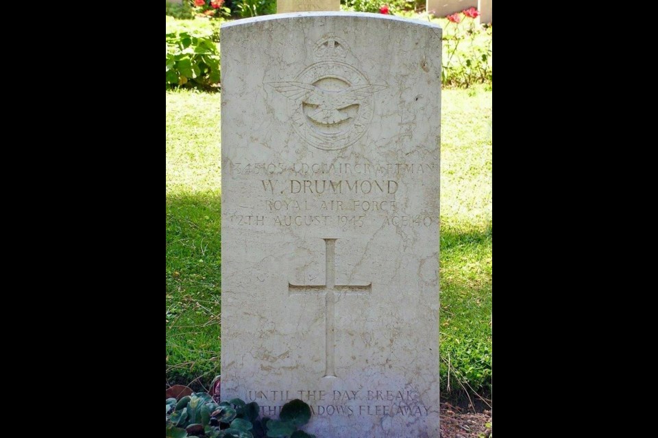 The grave of William Drummond Sr. in Garrison Cemetery in Rome, Italy.