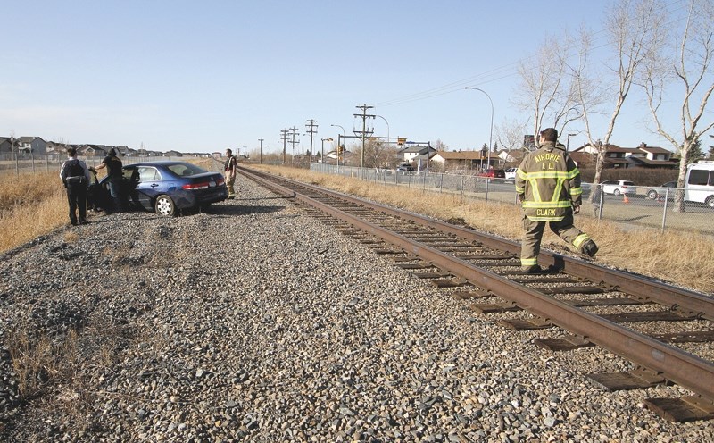 Car Drives Into Train