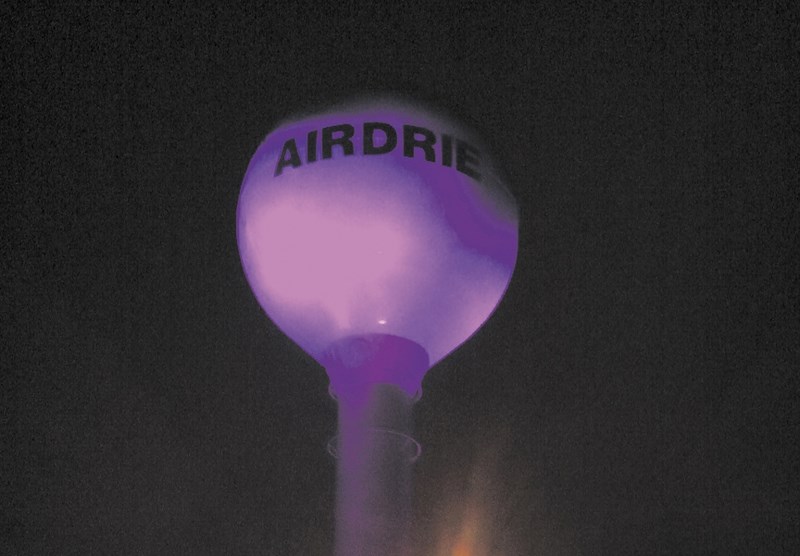 Airdrie&#8217;s water tower will be all aglow in purple light to mark World Mental Health Day on Oct. 10.
