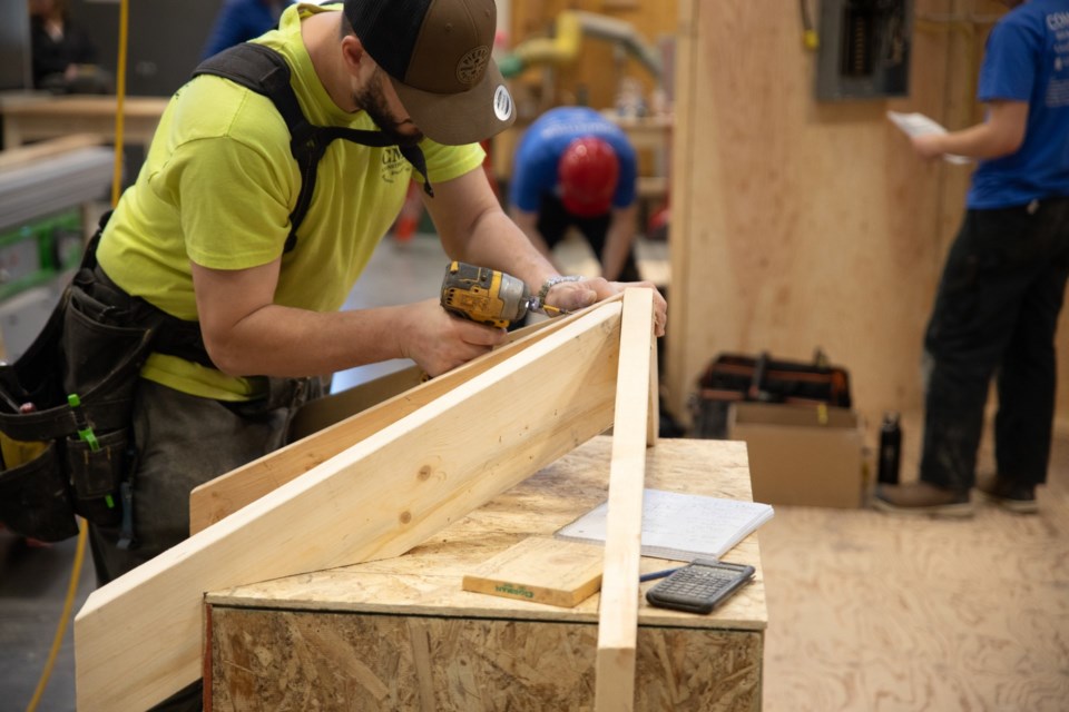 Carpentry students at work in Dawson Creek. 