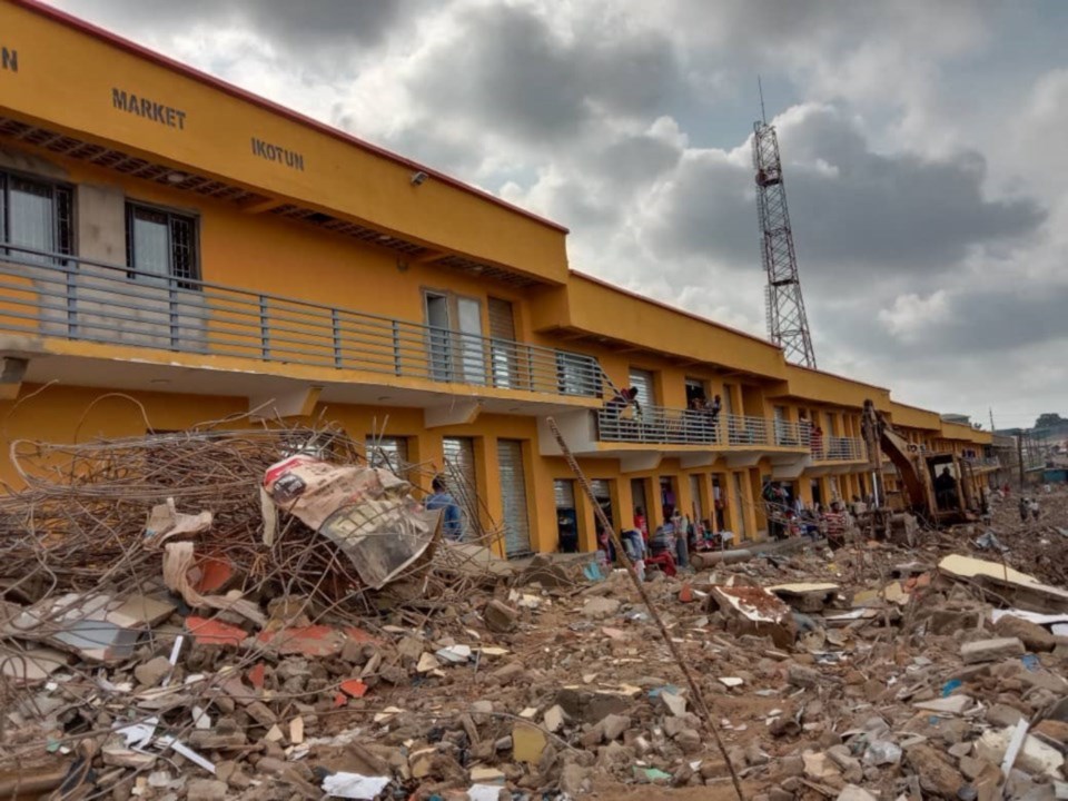 Construction of market in Ikotun