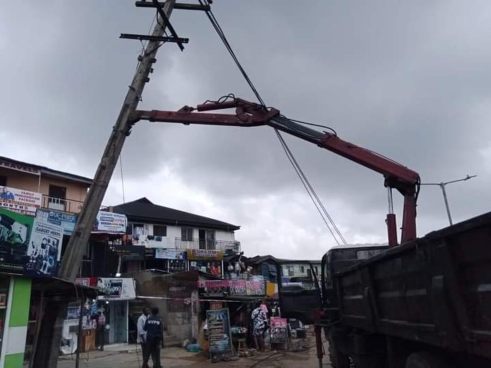 Fallen electric pole