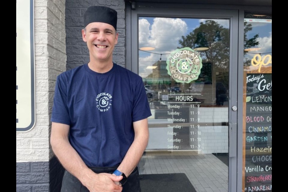 Clayton Dixon sells his own chocolate and gelato at his Chocolate & Co on Yonge Street. 