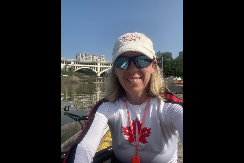 World champion master rower Alison Collins-Mrakas loves spending the early morning on the water rowing.