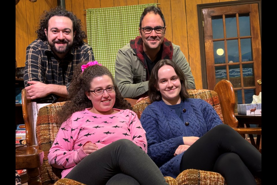 The cast of The Melville Boys, Christian Tribuzio, who plays Owen Melville (back left), Joey Nessuno, who plays Lee Melville, Carly Alon Laurenza (front left), who plays the other sister Loretta and Kendall Zurowski, who plays Mary.