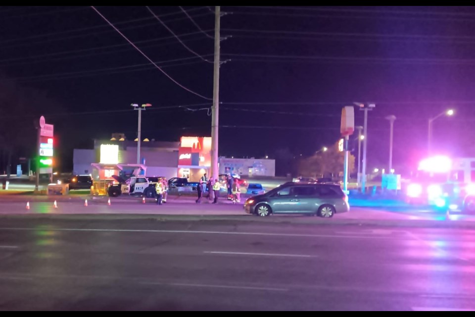 A York Regional Police cruiser crashed into an Aurora bus stop on Saturday evening.