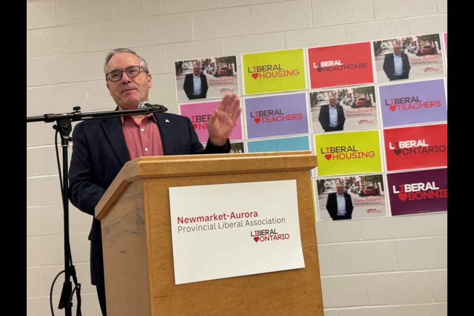 Former Newmarket-Aurora MPP Chris Ballard was confirmed as the Ontario Liberal nominee for the riding, during a nomination meeting on Saturday, Jan. 12, at the Newmarket Community Centre and Lions Hall.