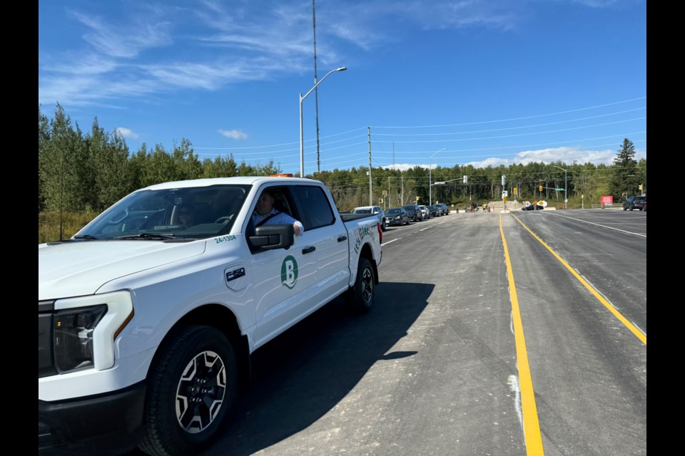 Barrie Mayor Alex Nuttall makes his way across the Bryne Drive extension which connects Harvie Road through to Caplan Avenue in the city's south end.