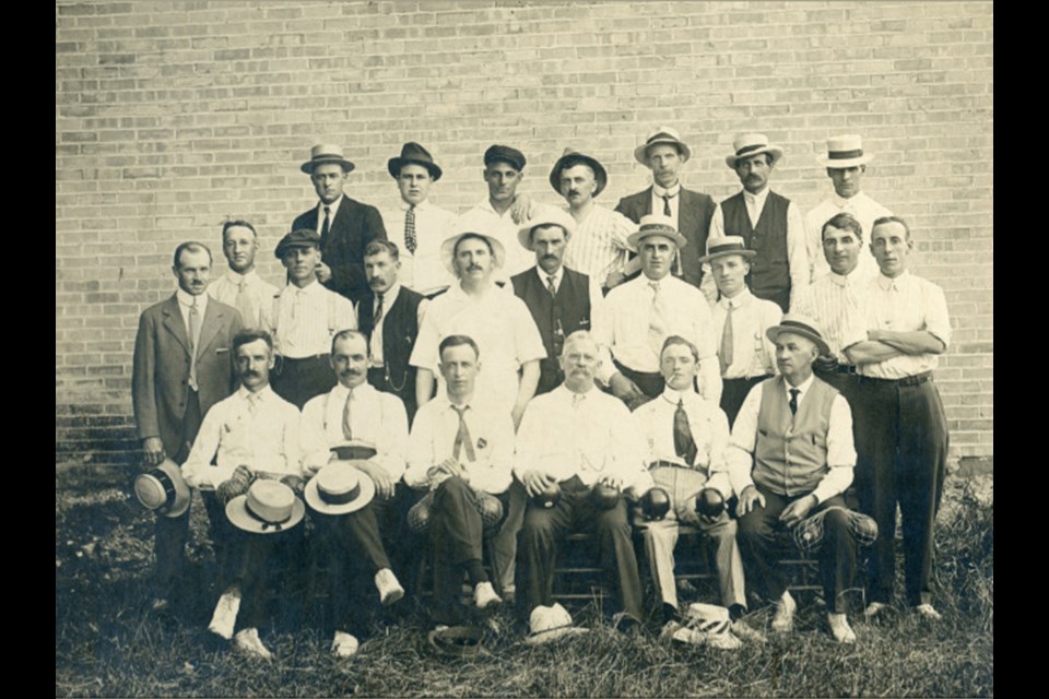 The Aurora Lawn Bowling Club was formed in 1914. This photo of members was taken in about 1920.