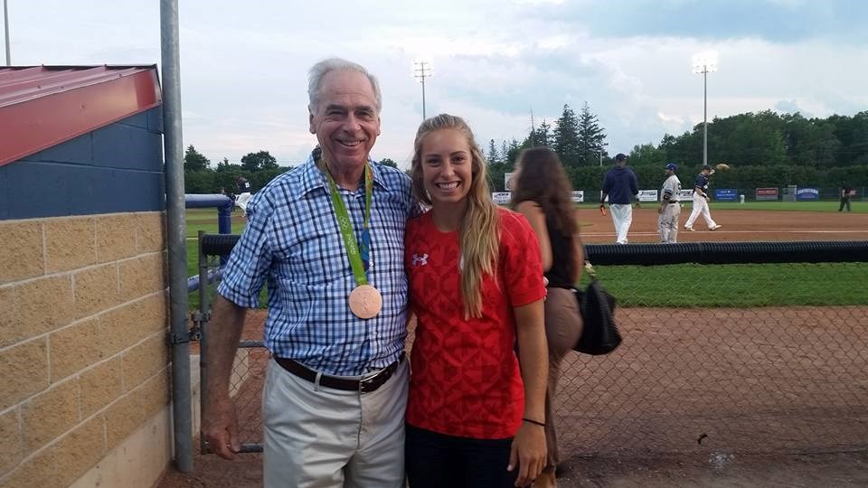 Baycats President David Mills and Olympic bronze medalist and Barrie native Megan Lukan. Photo by Shawn Gibson for BarrieToday. 