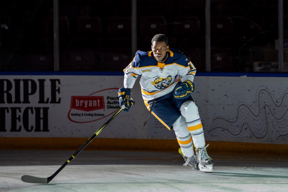 Actor Ashton James hits the ice at Barrie's Sadlon Arena as lead character Dean Youngblood, while filming a scene from the reboot of the popular 80s movie Youngblood. 