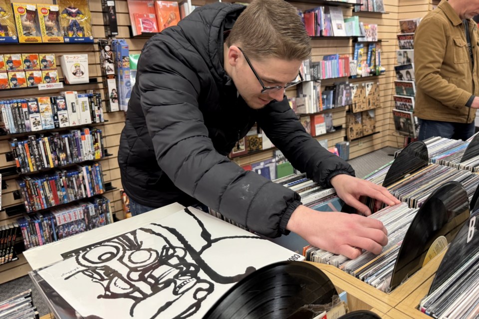 Eric Weiss peruses the bins to find some new jazz records to add to his collection while at Sunrise Records in Barrie.