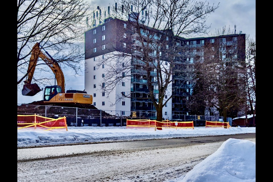 Construction has begun on a residential tower along Johnson Street in east-end Barrie.