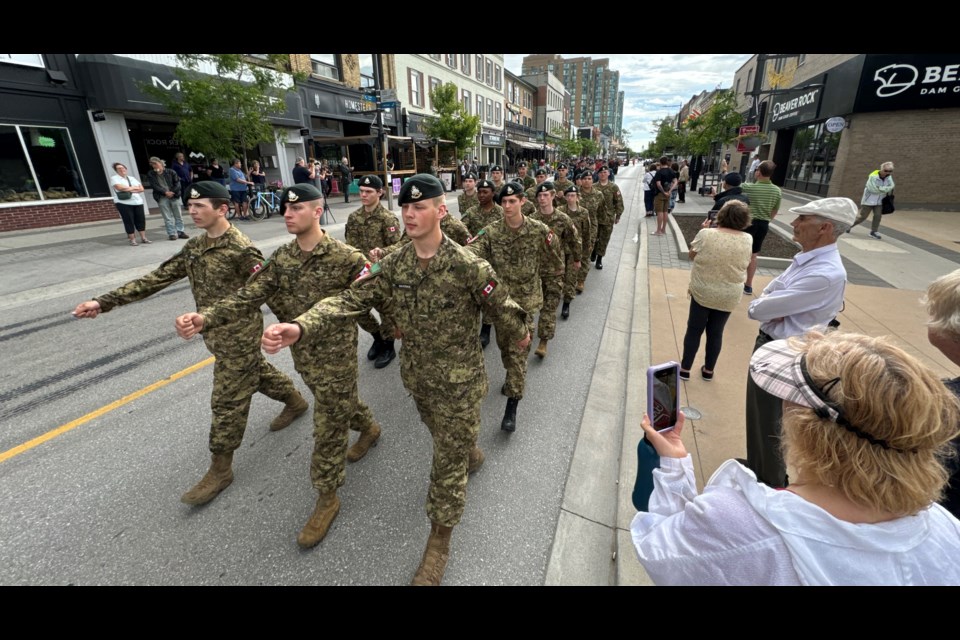 Local veterans, the Grey and Simcoe Foresters, the Canadian Forces Base Borden and the Royal Canadian Legion honoured the 80th anniversary of D-Day with a parade and ceremony in downtown Barrie on Thursday, June 6, 2024.