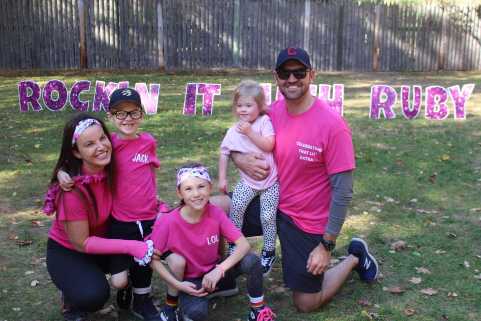 The Cordua Family: Ashley, Brandan, Lola, 8, Jack, 6 and Ruby, 3, began hosting events such as Sunday's third annual Rockin' It With Ruby Walk for Down Syndrome as a way to raise awareness and funds to help support families who have a child with Down Syndrome.