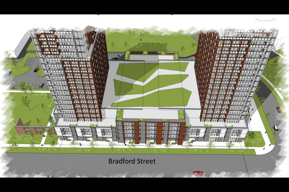 A rendering of HIP Developments' plans for the former Barrie Central site.