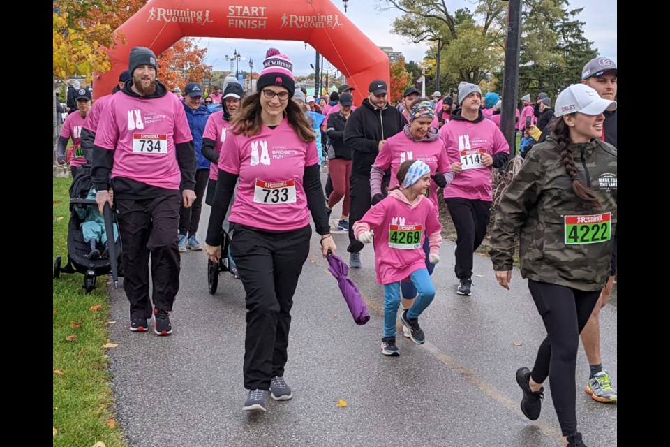 Getting started at Bridget's Run on Barrie's waterfront Saturday morning.