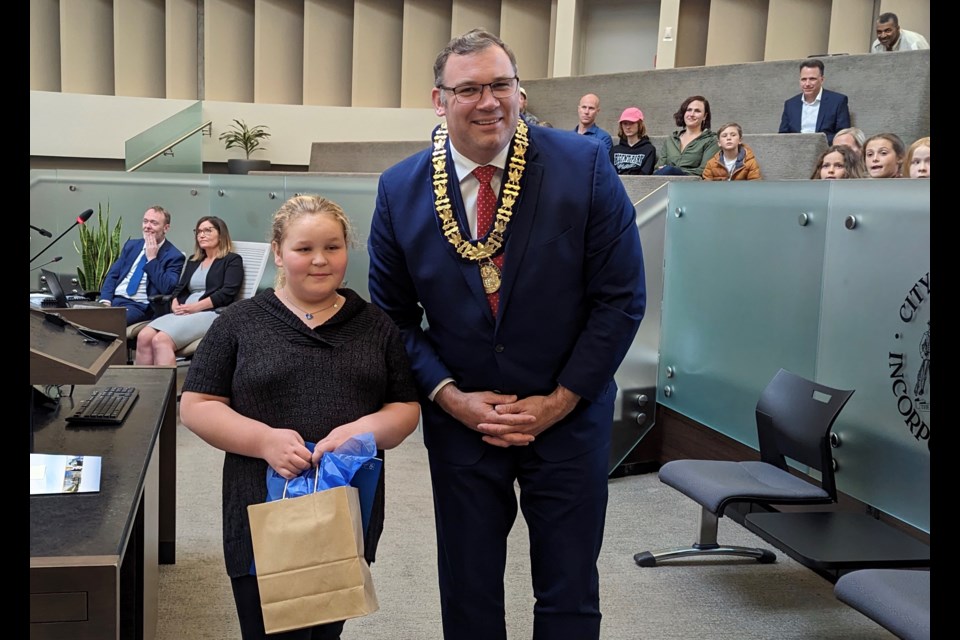 Layla Maxwell, a Grade 4 student at Sister Catherine Donnelly Catholic School, was the artwork winner in this year’s ‘I Love Barrie’ contest and won a prize pack from Mayor Alex Nuttall.

