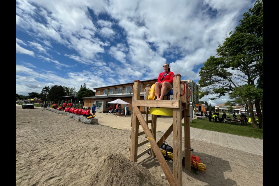 City of Barrie lifeguards conduct a rescue demonstration at Centennial Beach on June 27.