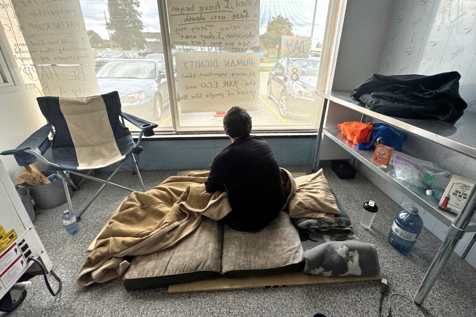 Murtaza Eyup Hapapci, or Eddie as he is known to many, sits in his restaurant under construction at 5 Bell Farm Rd., in Barrie, on Aug. 21. He was on Day 8 of a hunger strike as he battles the city over his application with the building department.