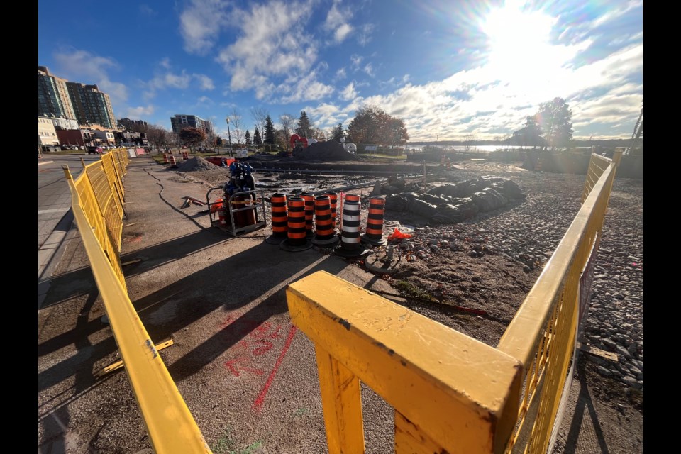 Ongoing construction at Heritage Park at the Barrie waterfront is shown on Nov. 12, 2024. 