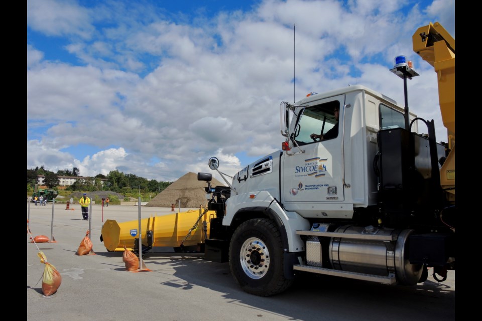 Big trucks with a plow and a wing compete.
Sue Sgambati/BarrieToday      