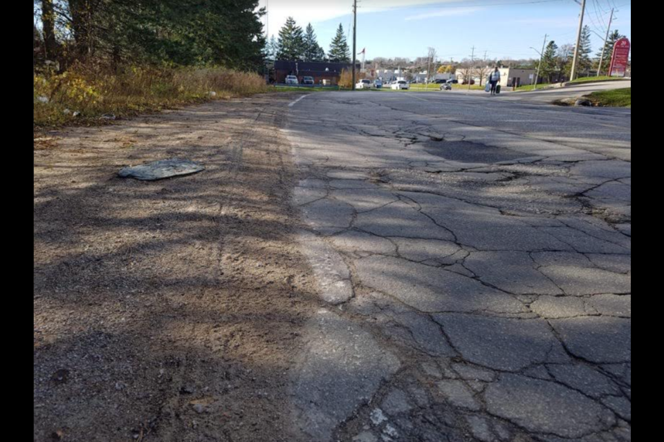 A rough stretch of Bell Farm Road is shown in a file photo from 2020. Shawn Gibson/BarrieToday