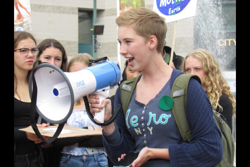 Maya Moore, 17, speaks at the Global Climate Strike in this file photo from September. Shawn Gibson/BarrieToday