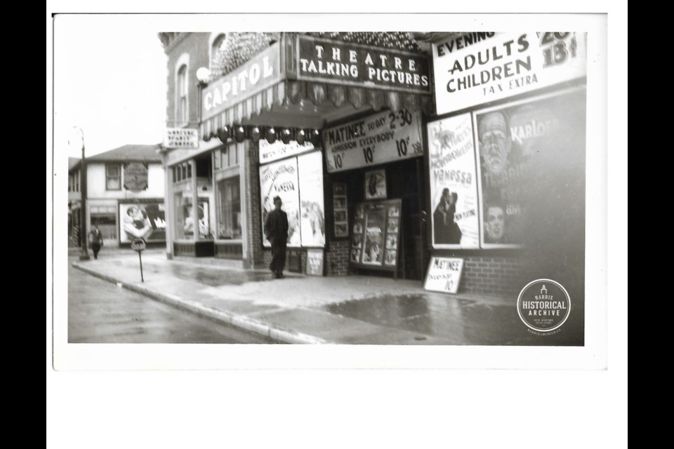 Talking pictures at the Capitol Theatre late 1930s. Barrie Historical Archive