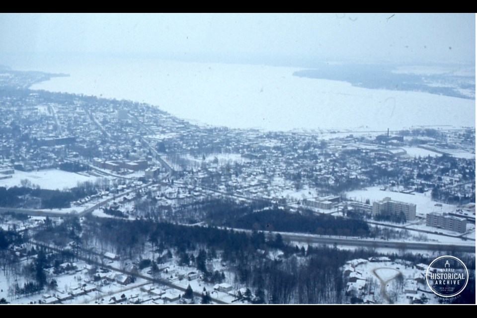 Highway 400 and the Sunnidale Road bridge are shown in 1975.