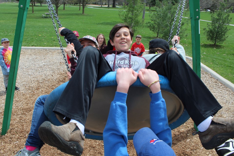 Hundreds of students from French-language public schools north of Toronto came to Barrie's Sunnidale Park on Friday to celebrate 20 years for Conseil scolaire Viamonde. Raymond Bowe/BarrieToday