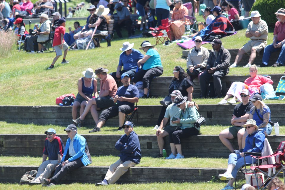 The crowd begins to set up with the hope of getting the perfect viewing spot Saturday afternoon for the 2024 Barrie Air Show.