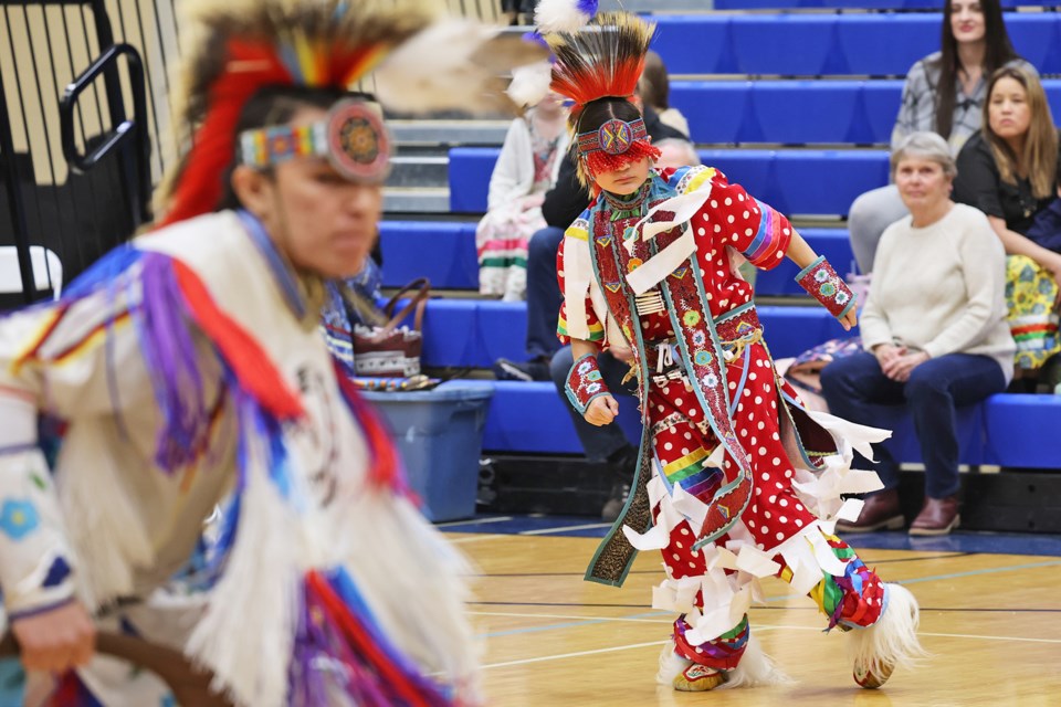 Dancers during the 17th annual Georgian College Traditional Pow Wow on Saturday in Barrie.