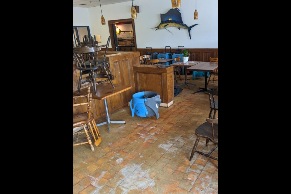 The damage to Fancy's shortly after it was discovered a pipe had burst inside the restaurant.