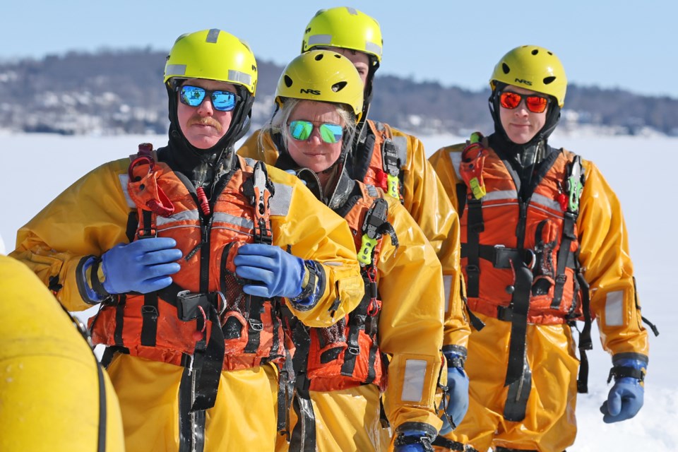 Barrie firefighters were training for ice-rescue operations on Kempenfelt Bay on Thursday.