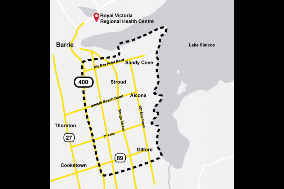 Royal Victoria Regional Health Centre (RVH) officials updated Barrie city councillors on Monday night about their plans to build a "southern campus." They've identified this area as an ideal location. RVH/Image