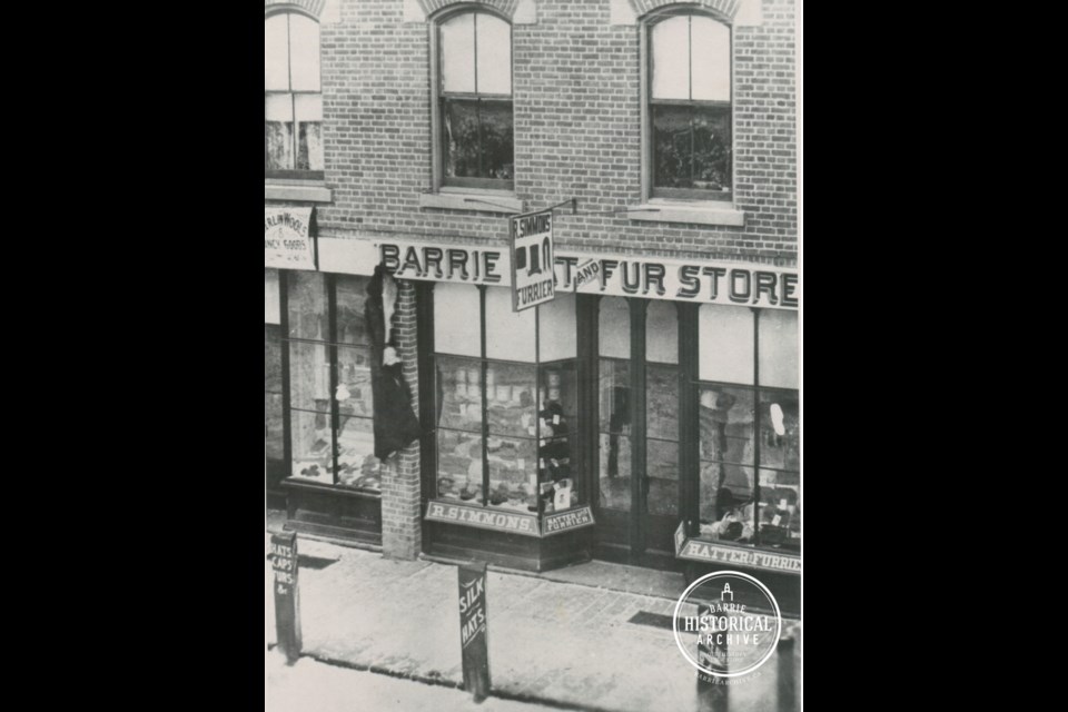 The Barrie Hat and Fur Store as it appeared in 1880.