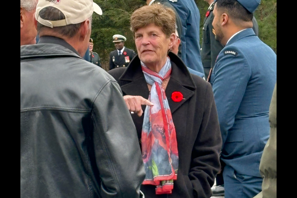 Silver Cross Mother Carol Collier was on hand at CFB Borden on Monday for the local base's Remembrance Day ceremony. 