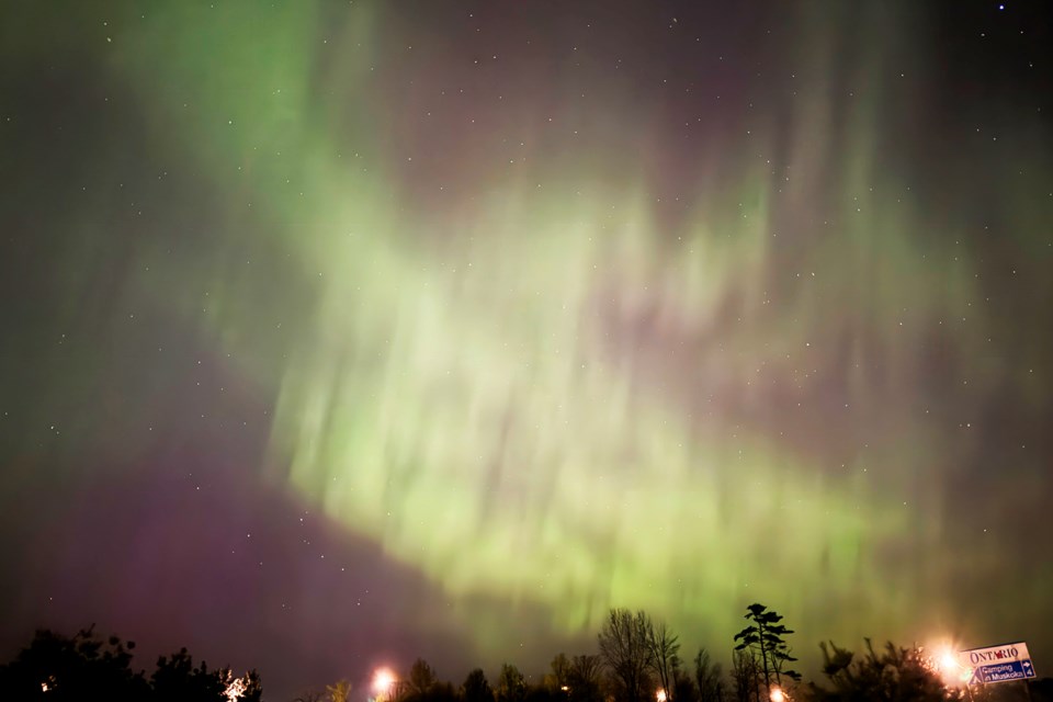 The northern lights ablaze in the night sky on May 10.