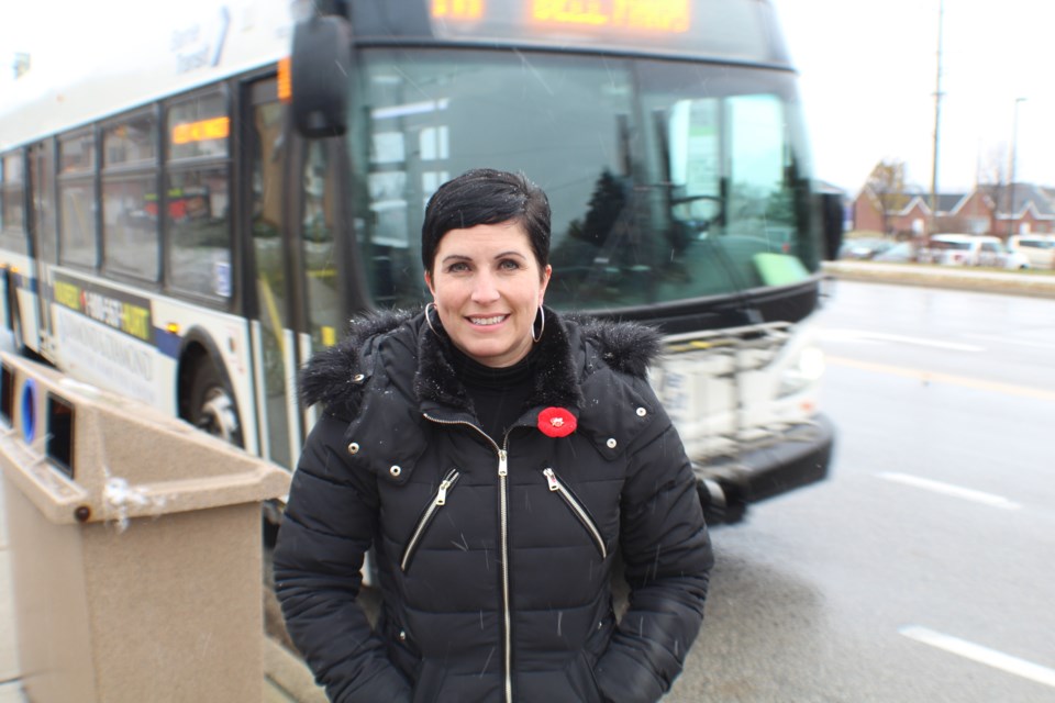 Councillor-elect Natalie Harris has been riding Barrie buses all week in an effort to learn more about the city's transit system, but on Friday the 41-year-old retired paramedic had a chance to put her medical training back into action. Harris was able to help a pregnant woman who began having contractions on the bus while en route to the Barrie hospital, Friday morning. Raymond Bowe/BarrieToday