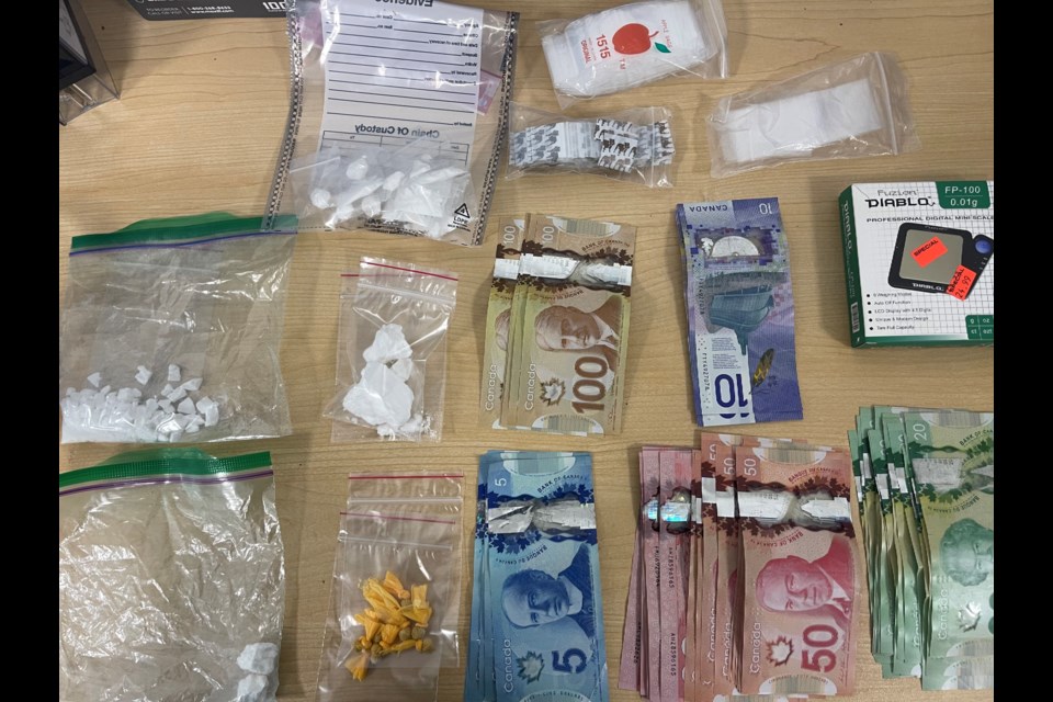 Police seized drugs and cash during a traffic stop Saturday in downtown Barrie.