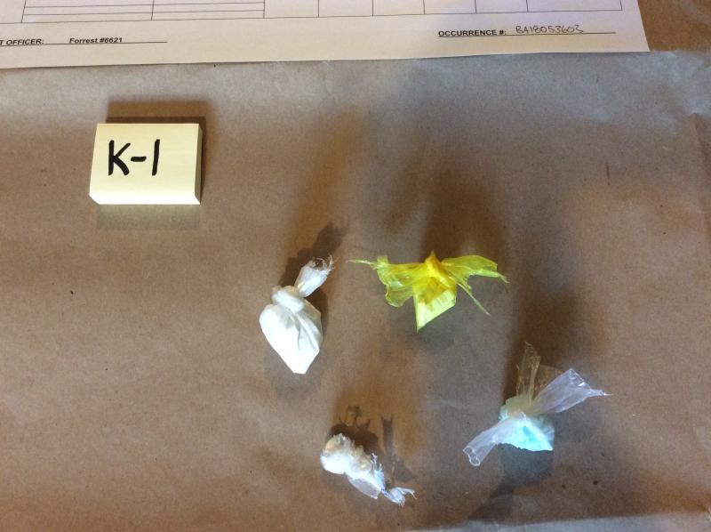 Police have seized a quantity of suspected cocaine, currency and also a purplish coloured substance which is believed to be purple heroin. Police provided photo