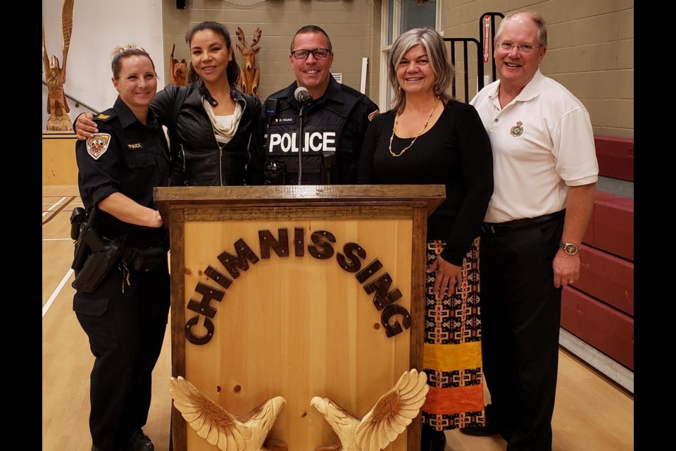 APS Sergeant Debra Brown, BFN Police Services Board Chair Whitney Walsh, APS Constable Dave Young, BFN Health Services Community Health Centre Nurse Gwen Medwig, OPP Provincial Constable David Hobson. Supplied photo