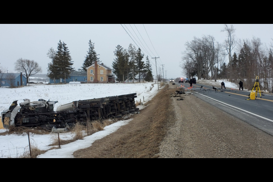 South Simcoe police are investigating a fatal crash on County Road 27, March 1, 2021. 