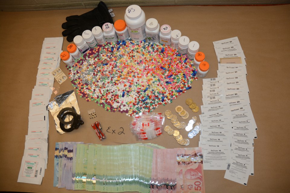 South Simcoe Police photo of drugs, including Fentanyl, seized during search warrants