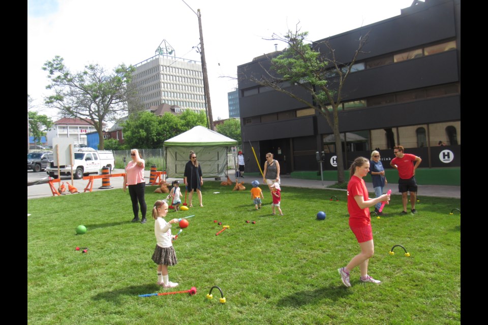 The downtown Green Space is a hit with families looking for a break from walking and is located at Owen Street and Dunlop Street. Shawn Gibson/BarrieToday                               