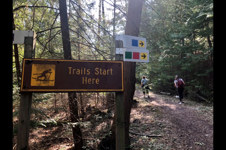 The trail starts here at Springwater Park, located on Highway 26 in Midhurst. 