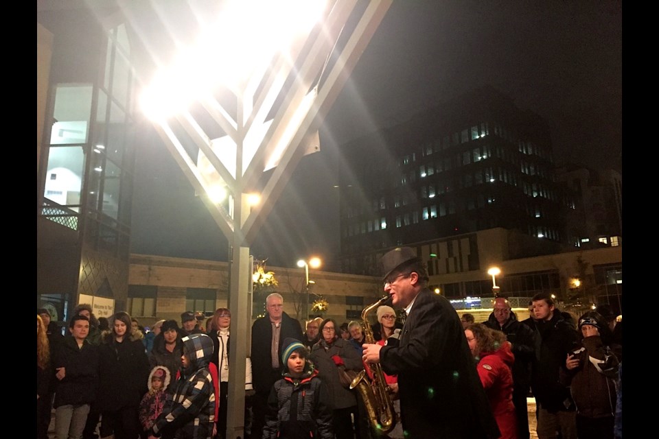 The lighting of the menorah ceremony included some live saxophone music.
Sue Sgambati/BarrieToday